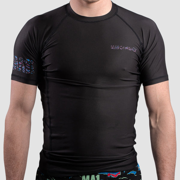 MA1 Camo Fire Logo Black Short Sleeve Rashguard