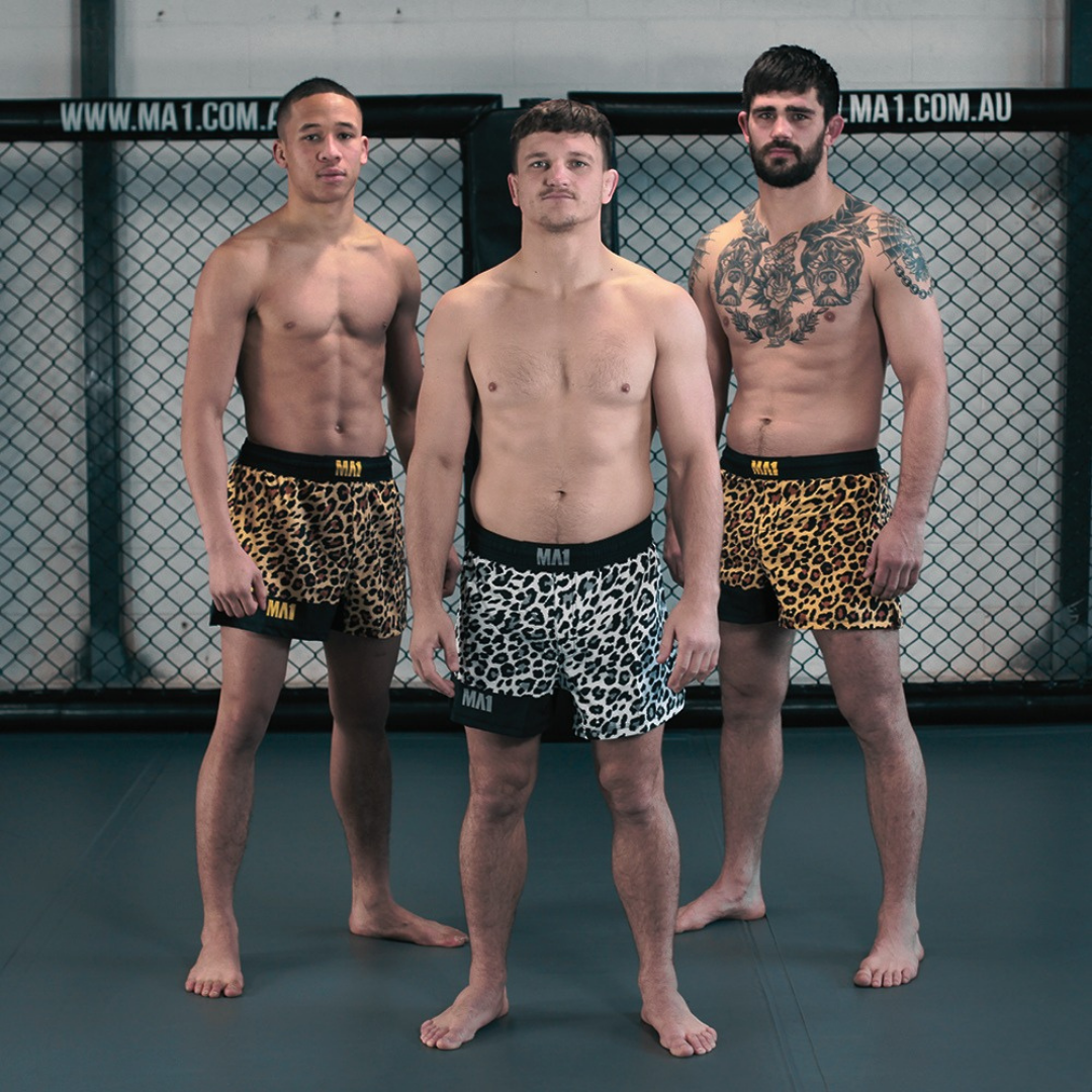 MA1 Craig Jones Gold Leopard High Cut MMA Shorts