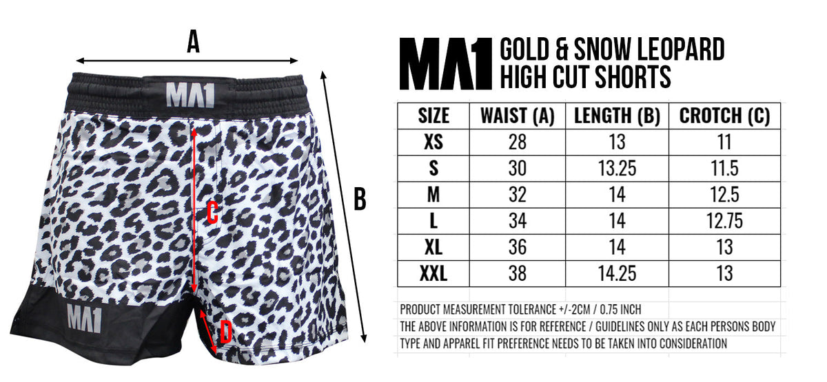 MA1 Craig Jones Snow Leopard High Cut MMA Shorts - product photo 5
