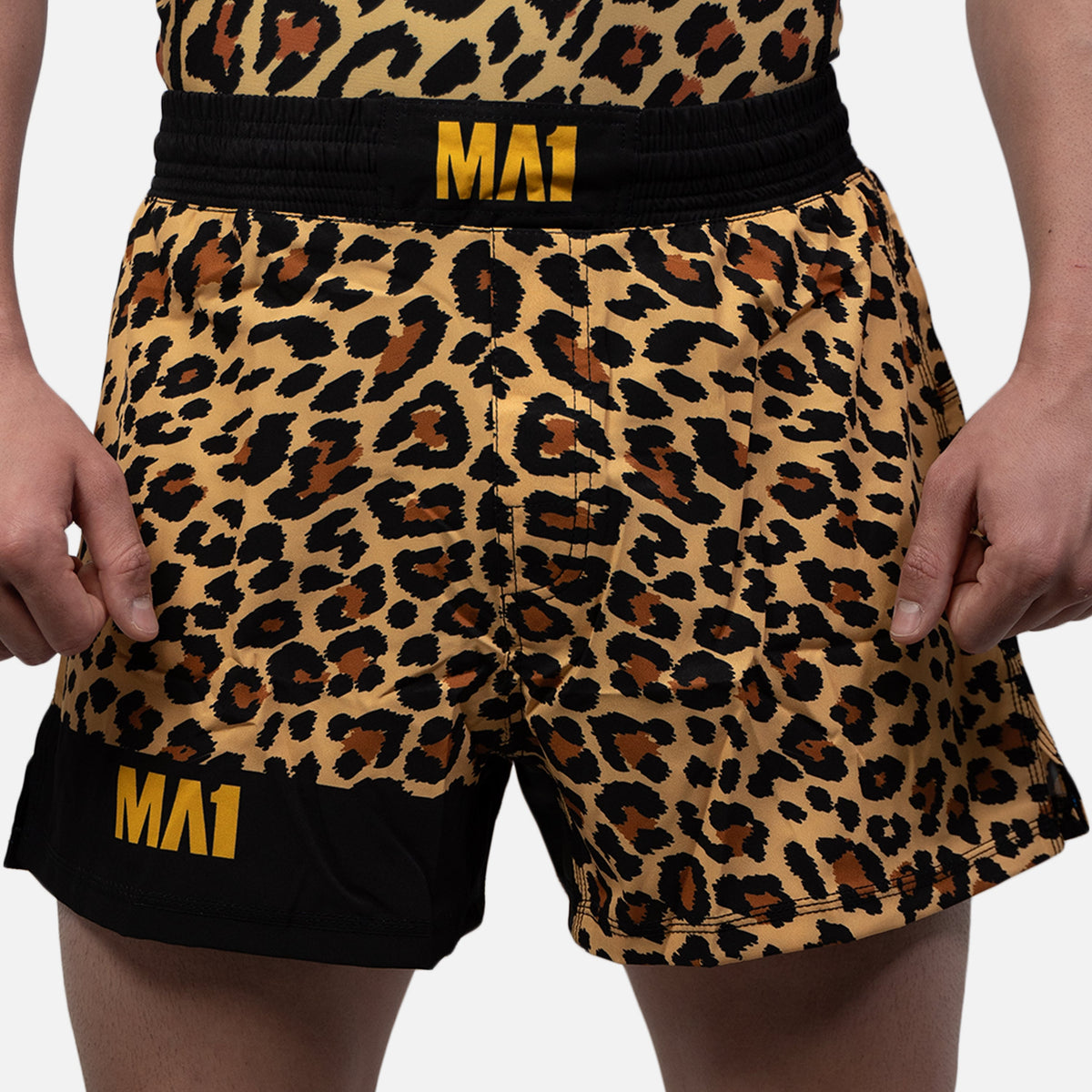 MA1 Craig Jones Gold Leopard High Cut MMA Shorts - product photo 2